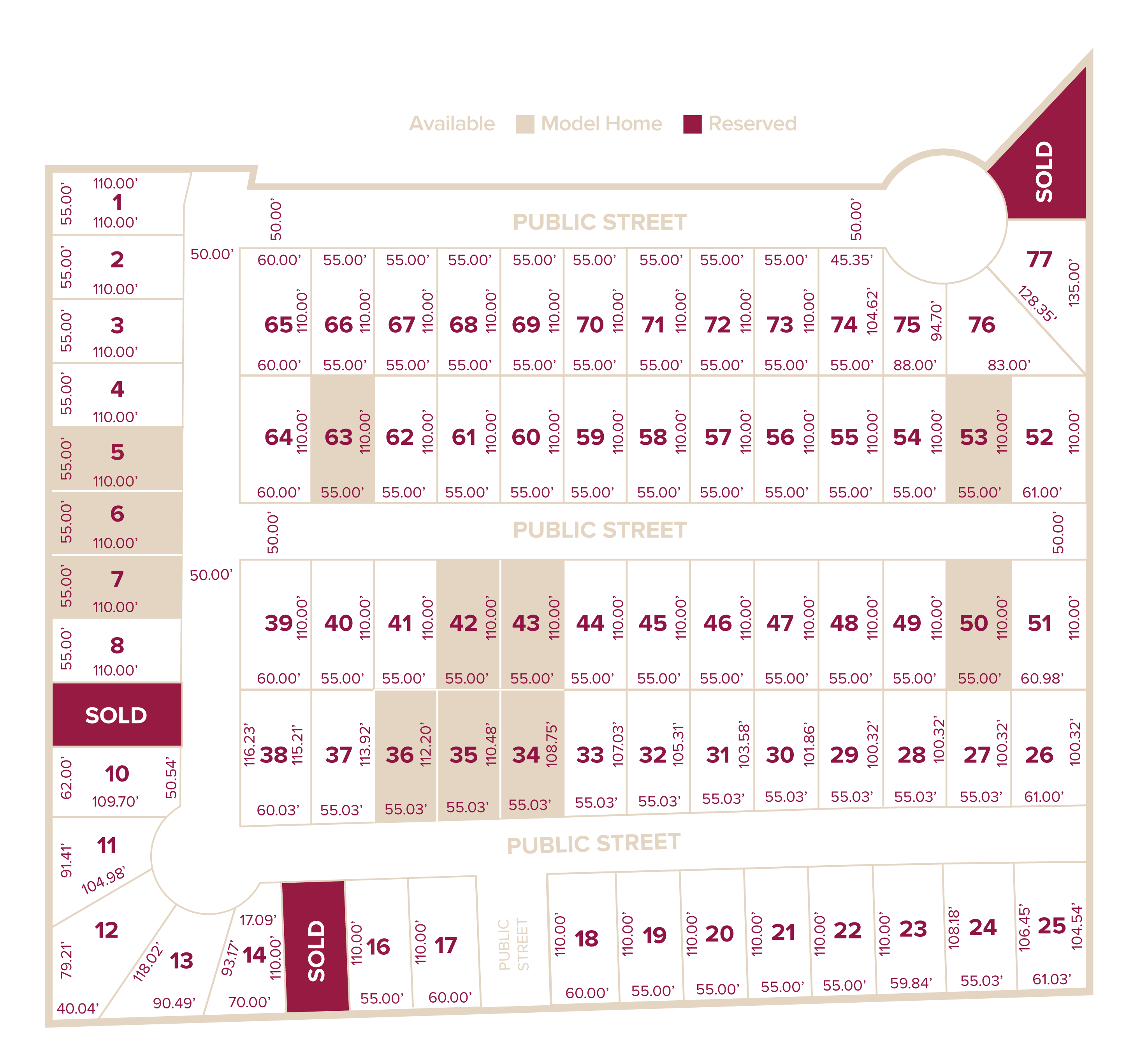 Available lots for sale by Villanueva in El Dorado Thousand Oaks